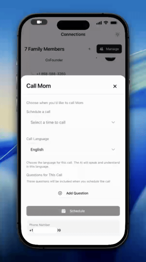 Schedule a call interface